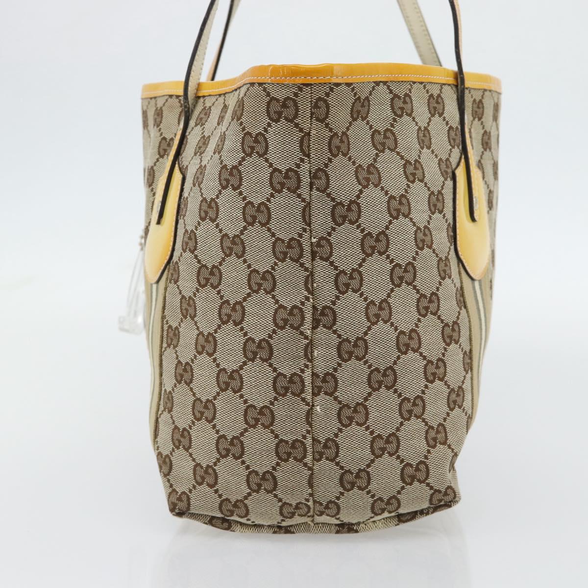 GUCCI GG Canvas Sherry Line Tote Bag Beige Gold 211971 Auth 181137