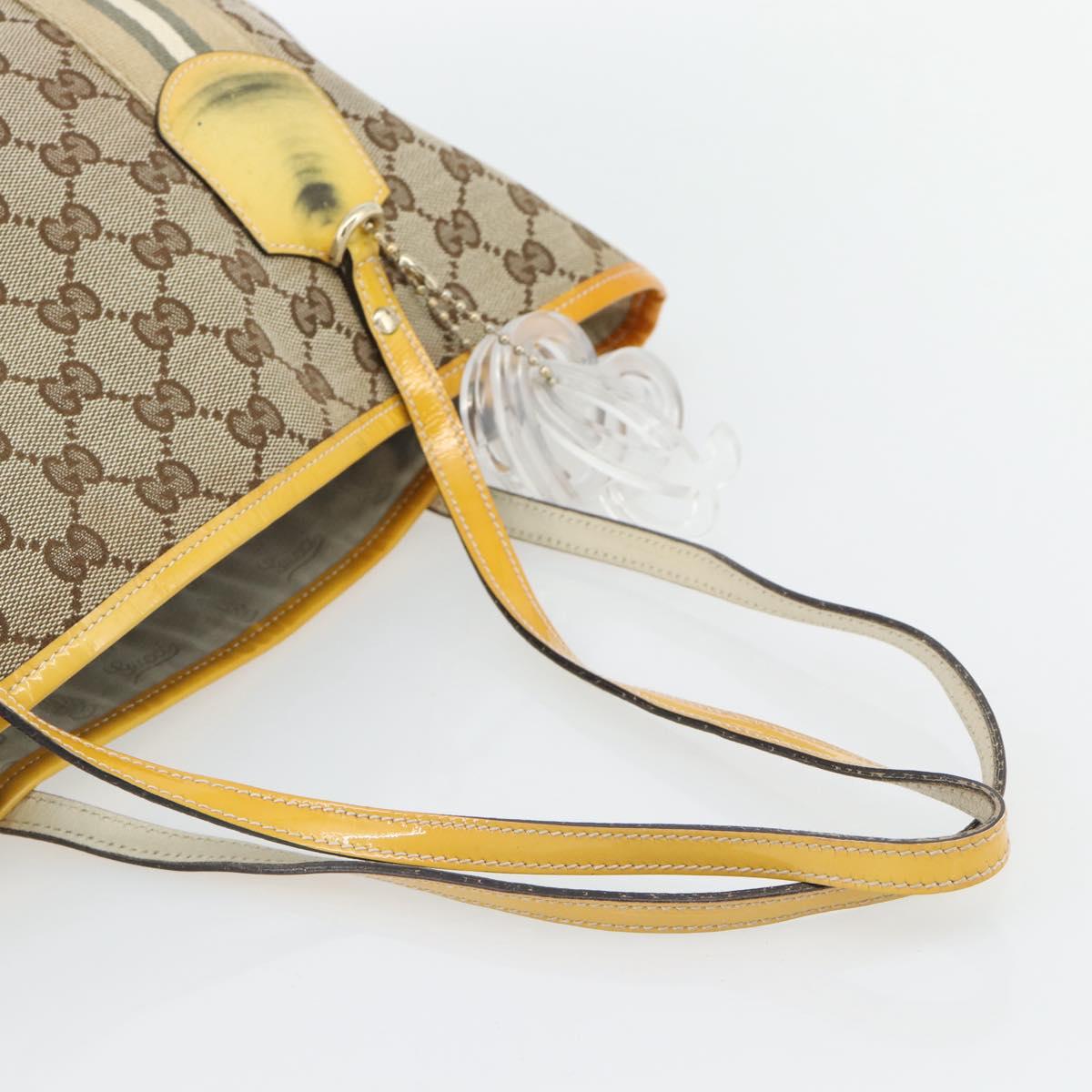 GUCCI GG Canvas Sherry Line Tote Bag Beige Gold 211971 Auth 181137