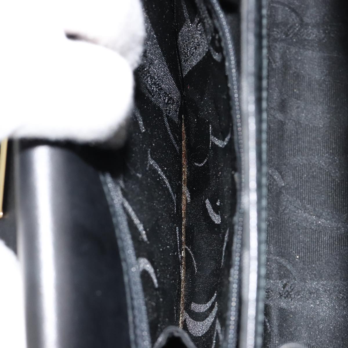 Salvatore Ferragamo Gancini Hand Bag Leather Black Gold Auth 181150