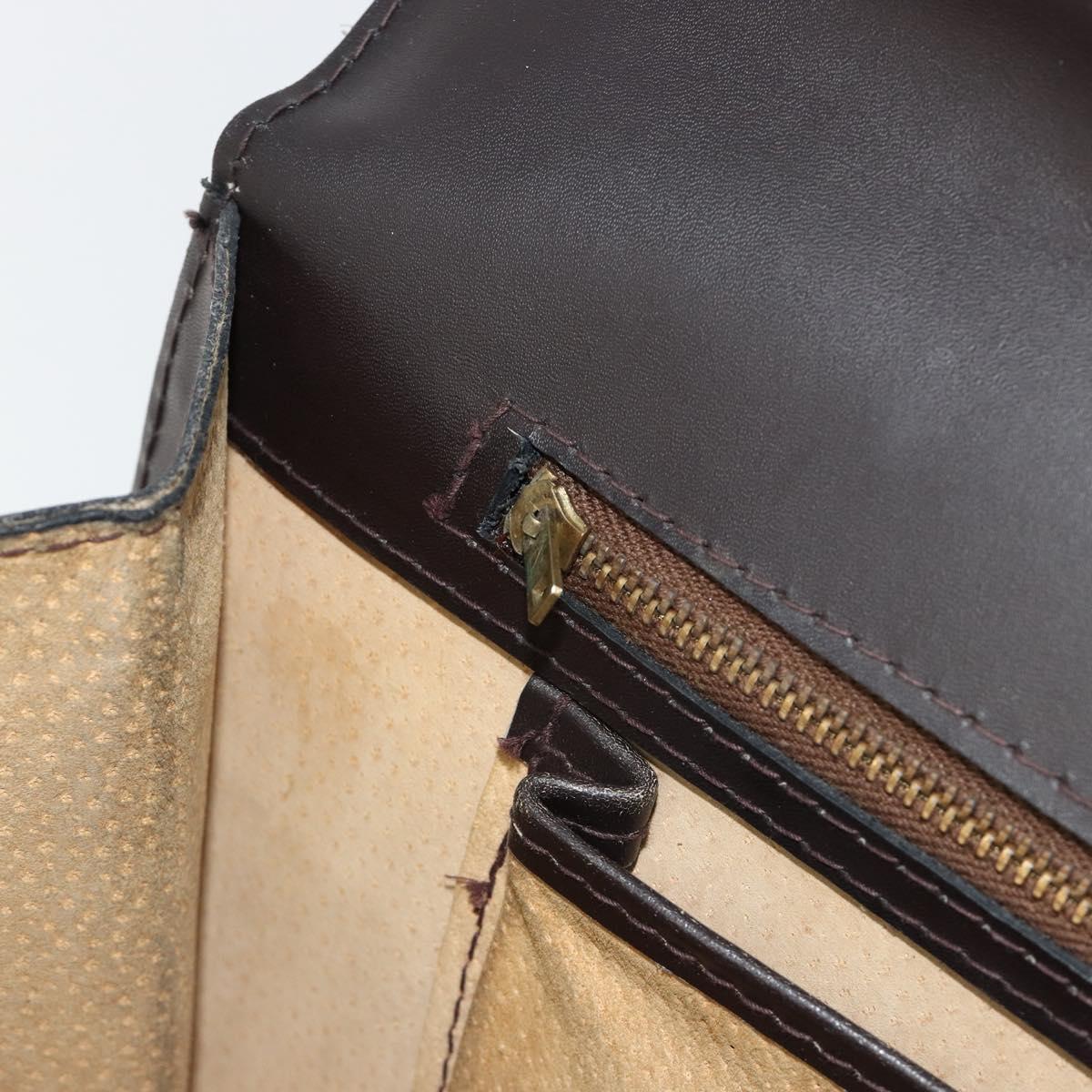 CELINE C Sulky Horse Carriage Hand Bag Canvas Beige Gold Auth 181151