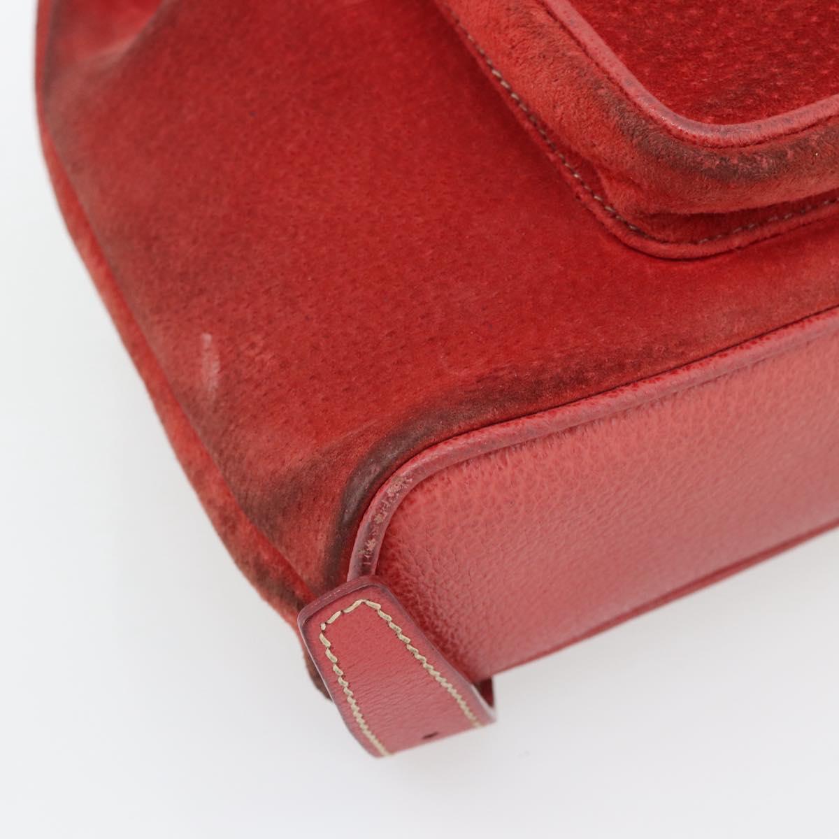 GUCCI Bamboo Backpack Suede Red Gold 003 2058 0030 Auth 181155