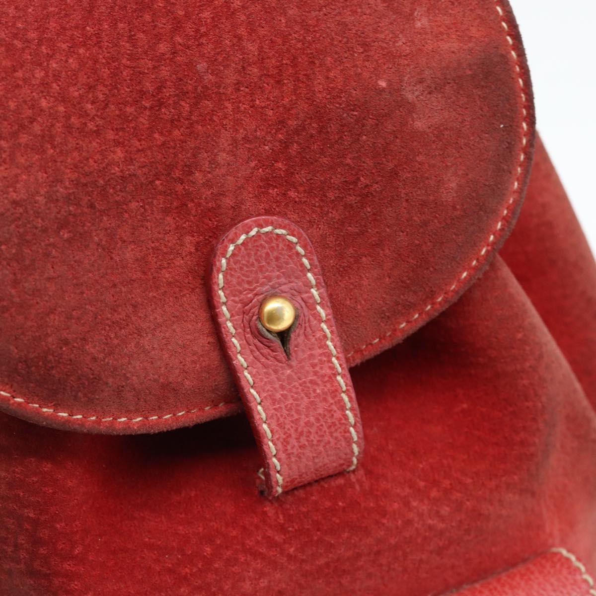 GUCCI Bamboo Backpack Suede Red Gold 003 2058 0030 Auth 181155