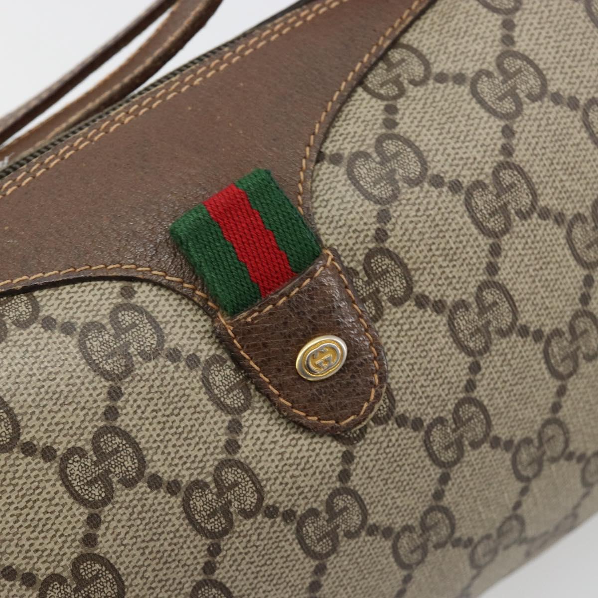 GUCCI GG Supreme Web Sherry Line Bag PVC Beige Gold 89 02 018 Auth 181156