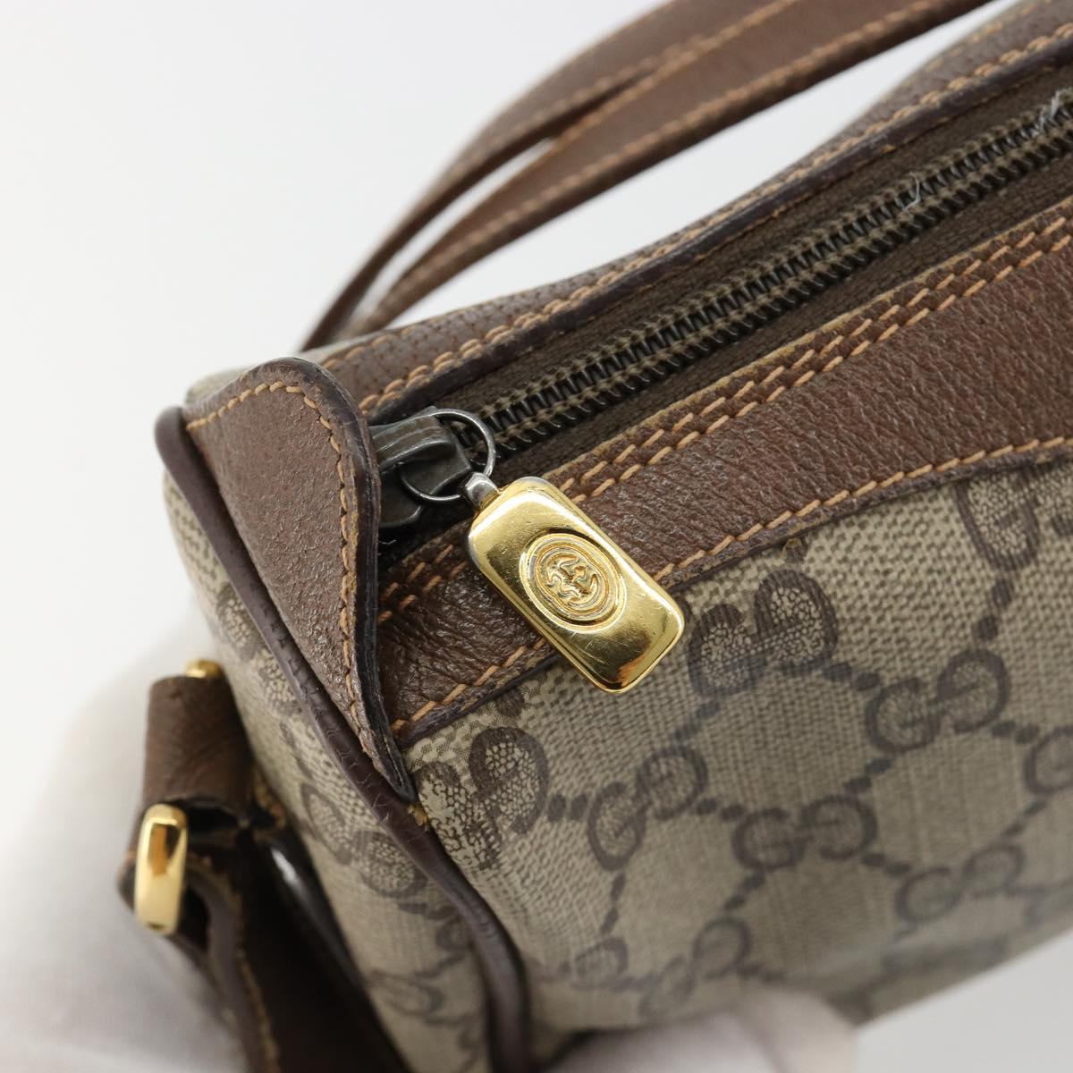 GUCCI GG Supreme Web Sherry Line Bag PVC Beige Gold 89 02 018 Auth 181156