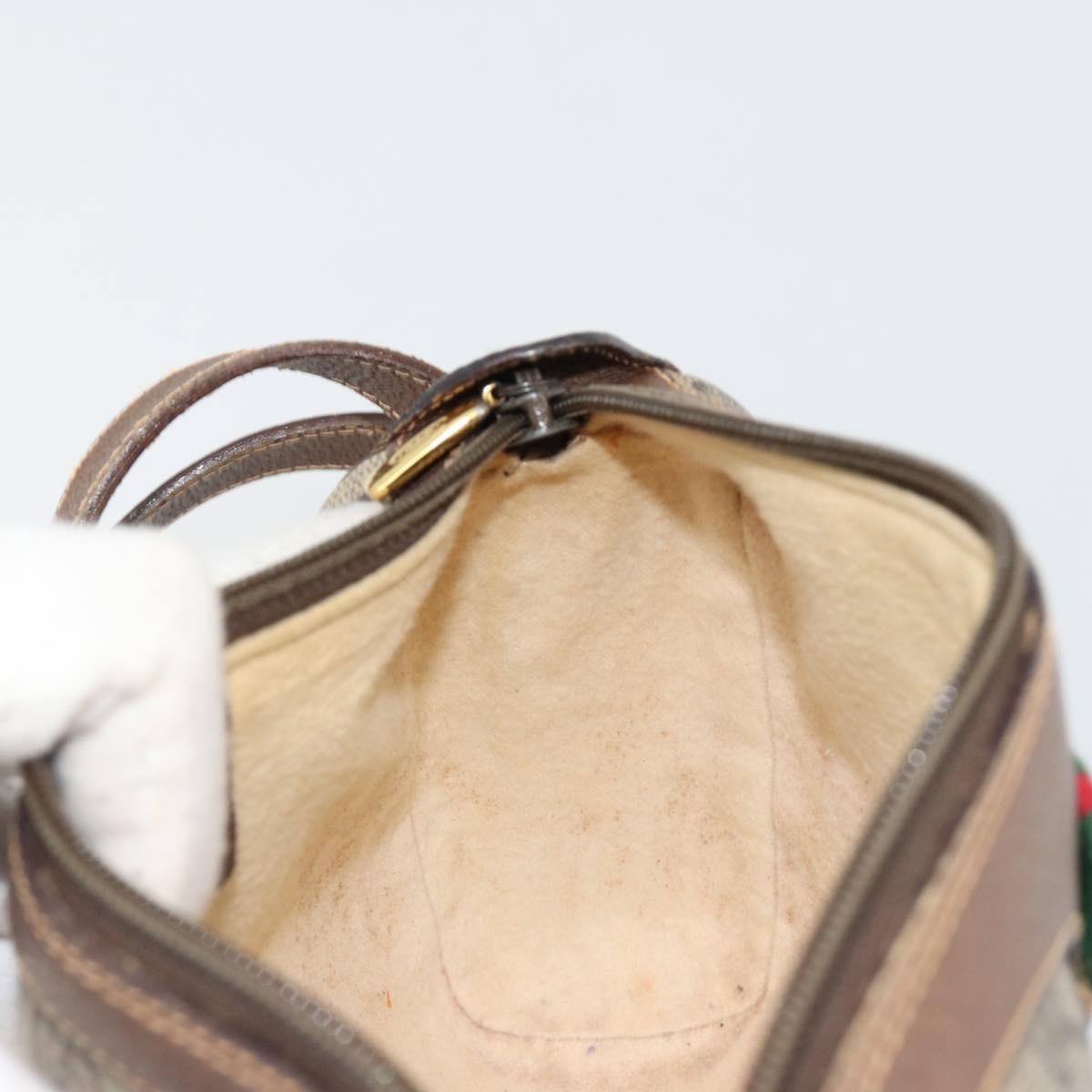GUCCI GG Supreme Web Sherry Line Bag PVC Beige Gold 89 02 018 Auth 181156