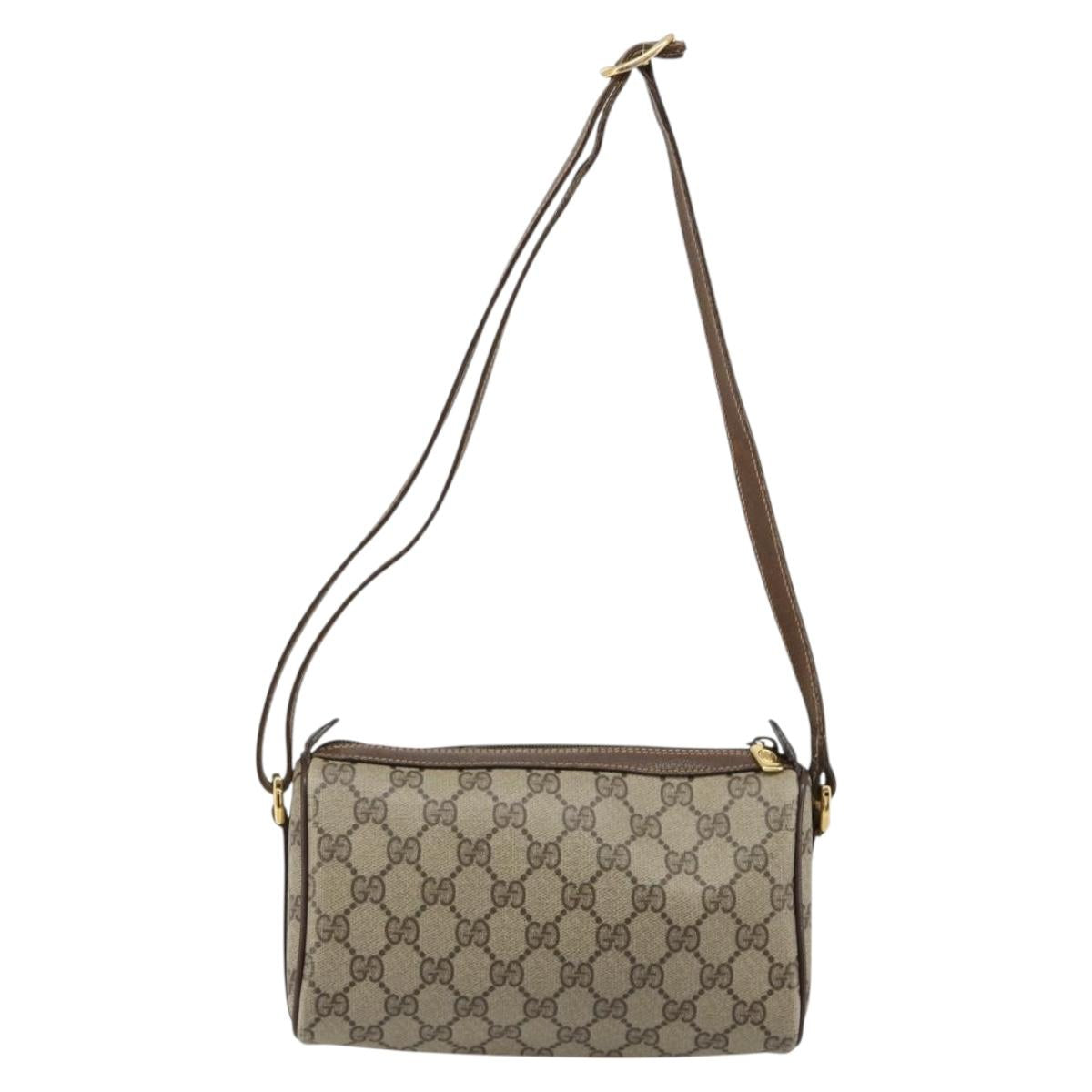 GUCCI GG Supreme Web Sherry Line Bag PVC Beige Gold 89 02 018 Auth 181156