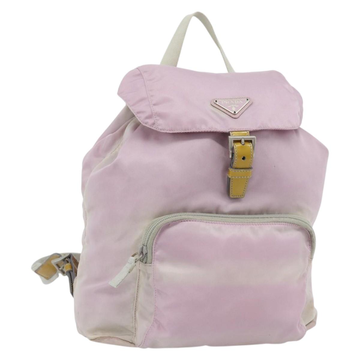 PRADA Backpack Nylon Pink Silver Auth 181159