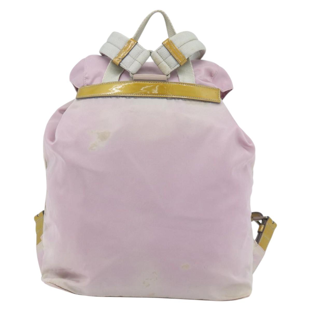 PRADA Backpack Nylon Pink Silver Auth 181159