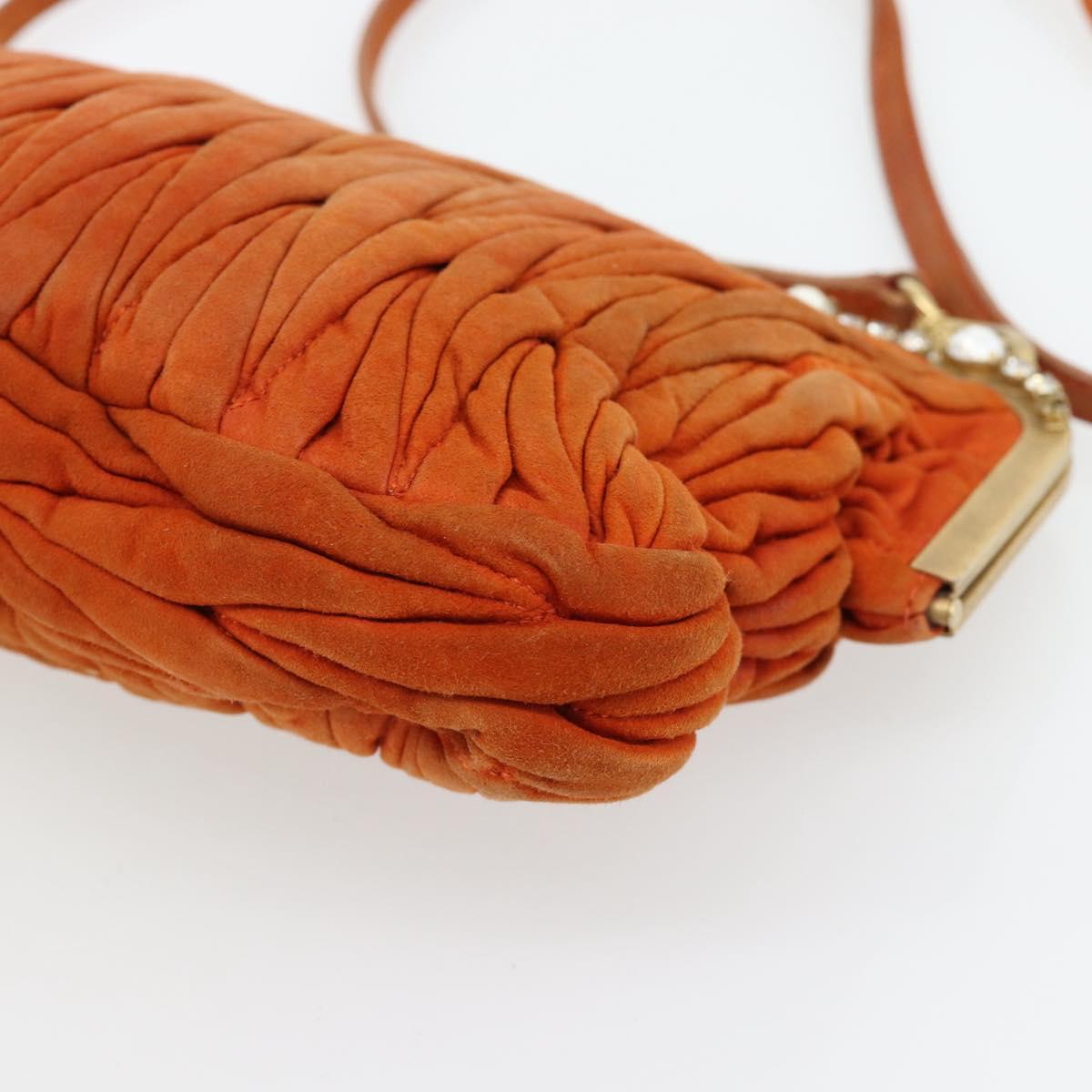 Miu Miu Matelasse Shoulder Bag Leather Orange Gold Auth 181161