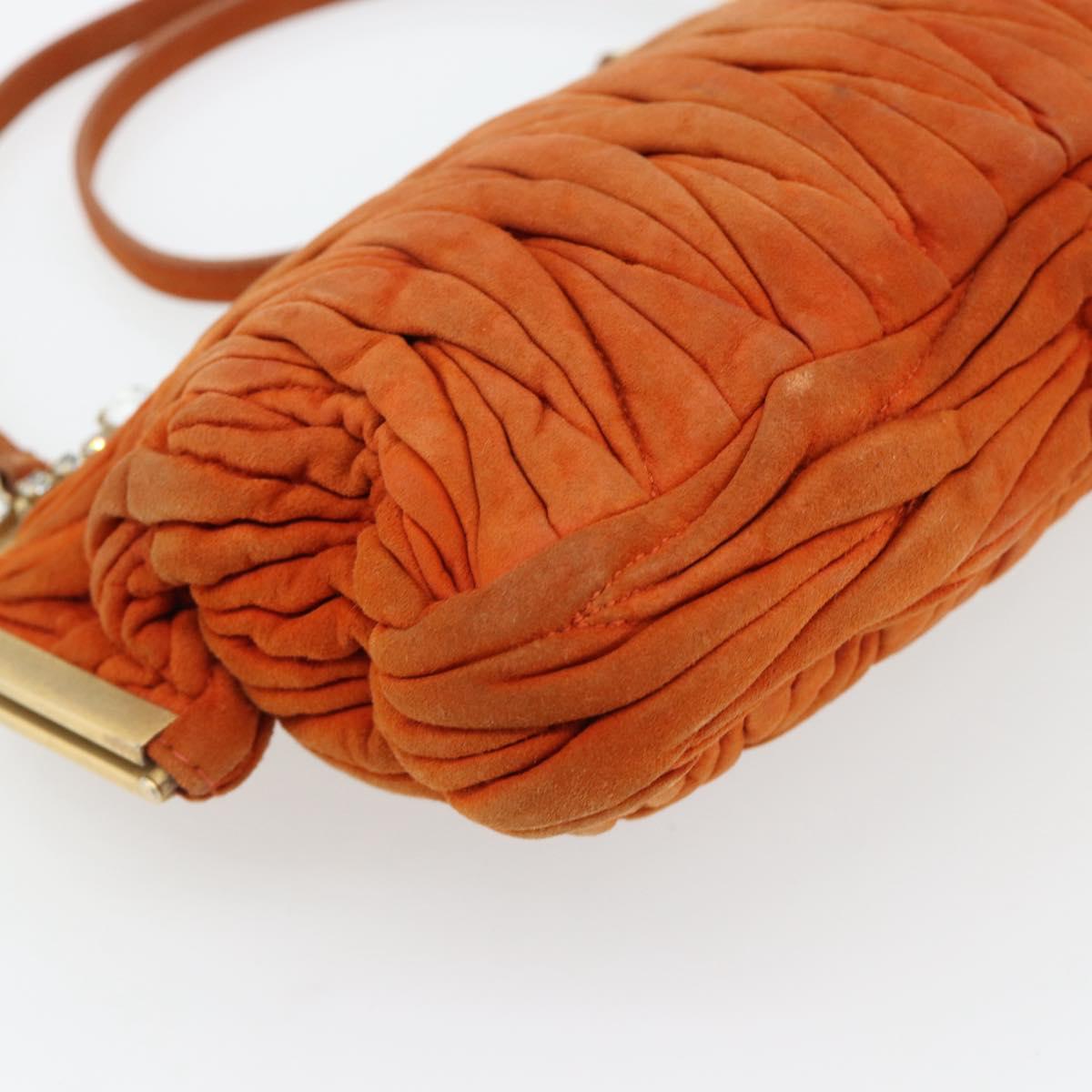 Miu Miu Matelasse Shoulder Bag Leather Orange Gold Auth 181161