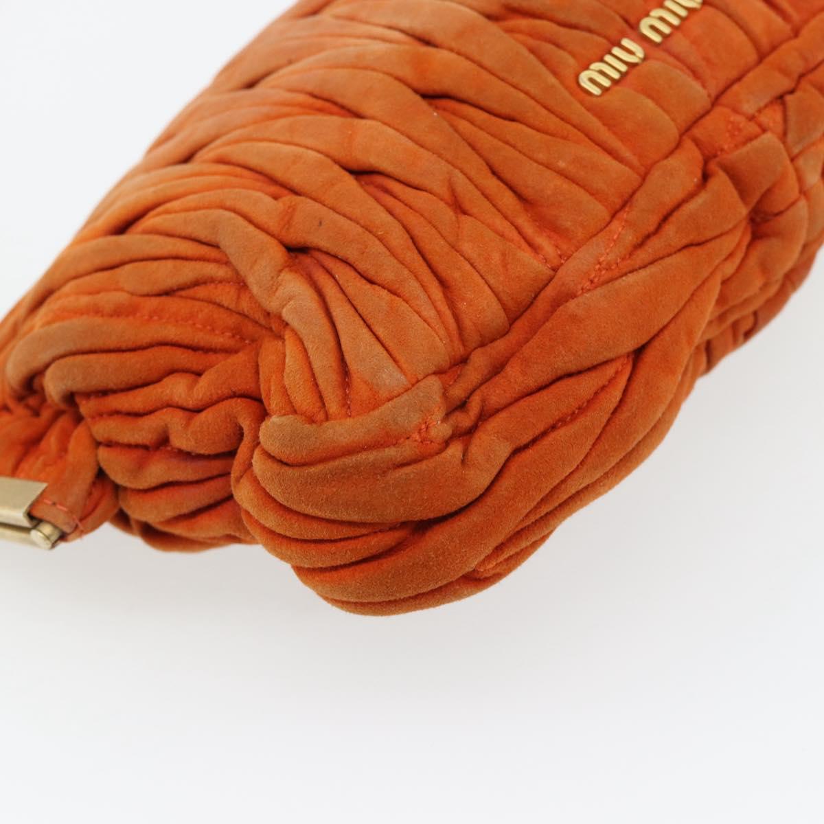 Miu Miu Matelasse Shoulder Bag Leather Orange Gold Auth 181161