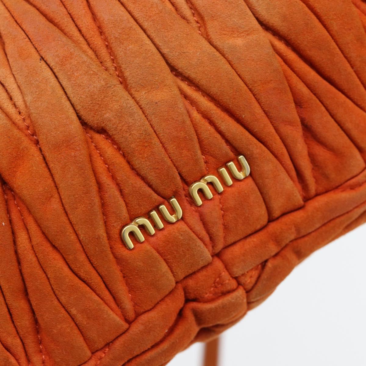 Miu Miu Matelasse Shoulder Bag Leather Orange Gold Auth 181161