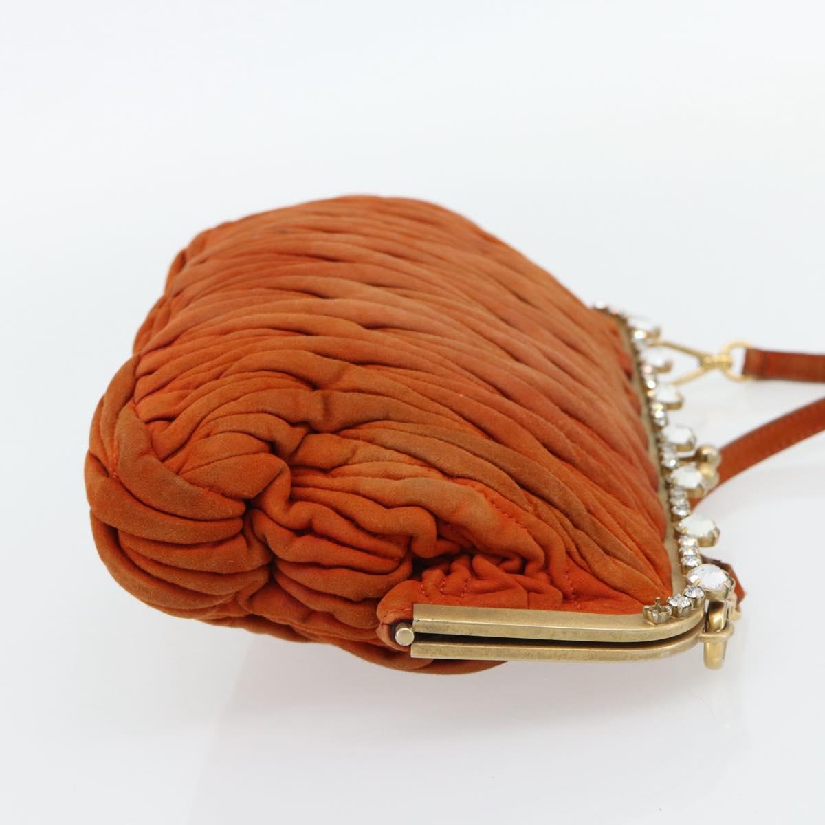 Miu Miu Matelasse Shoulder Bag Leather Orange Gold Auth 181161