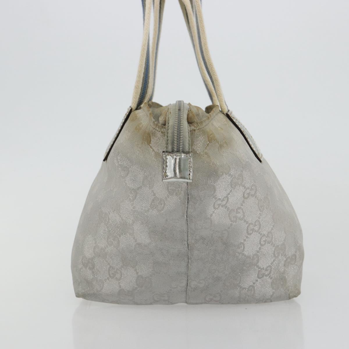 GUCCI GG Canvas Sherry Line Hand Bag Silver Gray 131228 Auth 181162