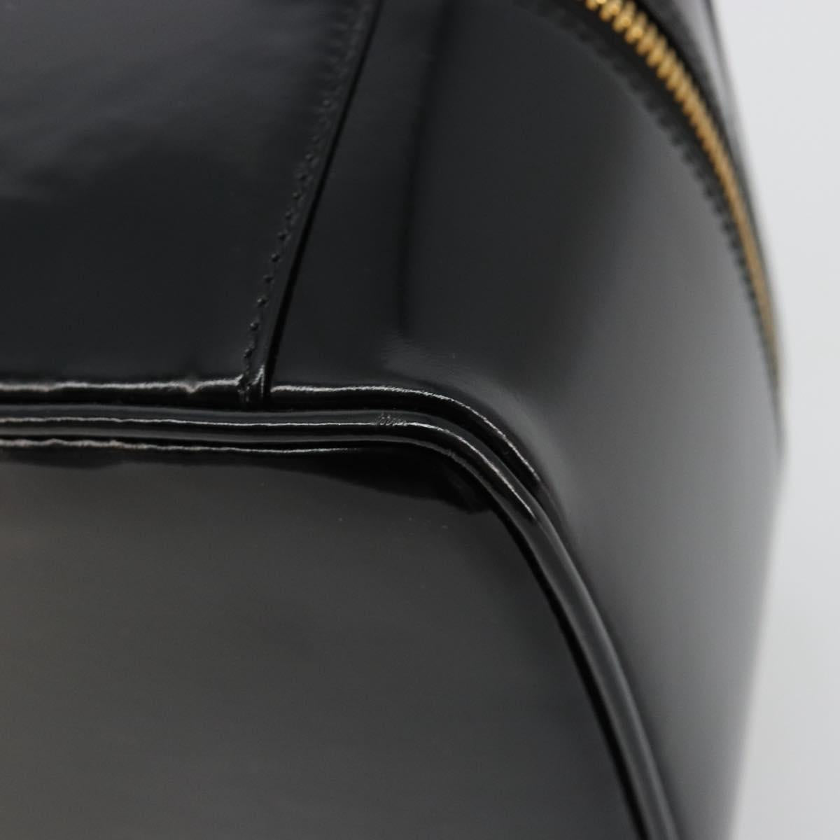 GUCCI Bamboo Vanity Hand Bag Patent leather Black Gold Auth 181163