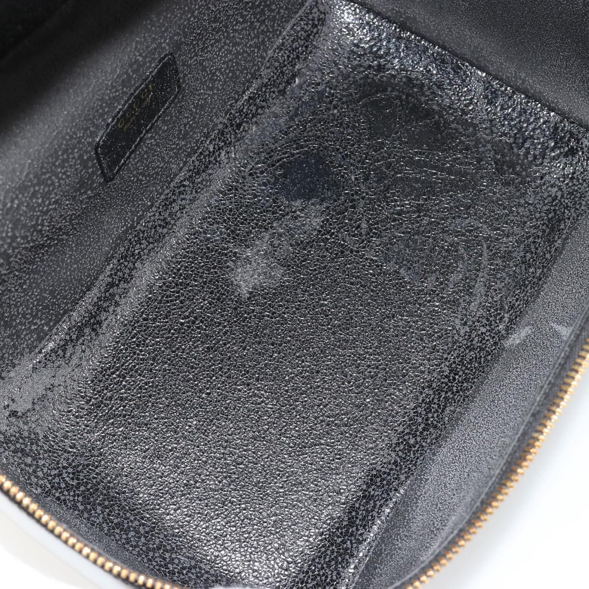 GUCCI Bamboo Vanity Hand Bag Patent leather Black Gold Auth 181163