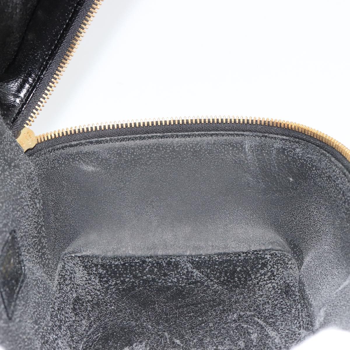 GUCCI Bamboo Vanity Hand Bag Patent leather Black Gold Auth 181163