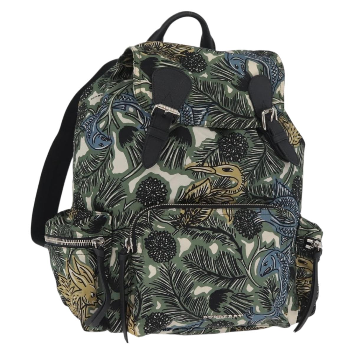 BURBERRY Backpack Nylon Green Silver Auth 181165A
