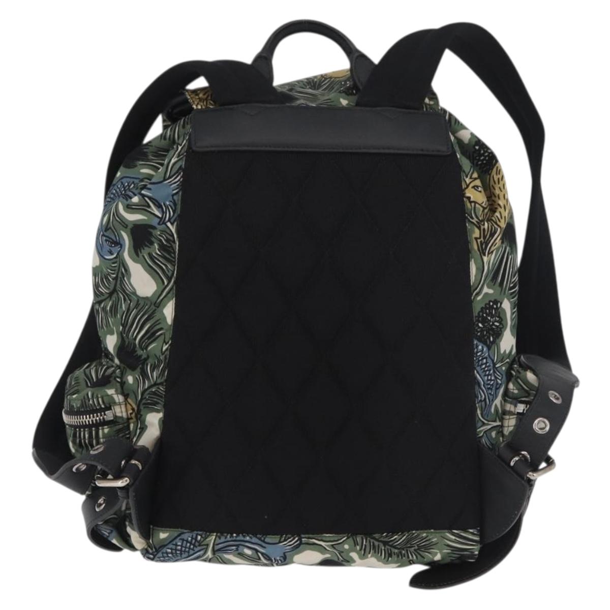 BURBERRY Backpack Nylon Green Silver Auth 181165A