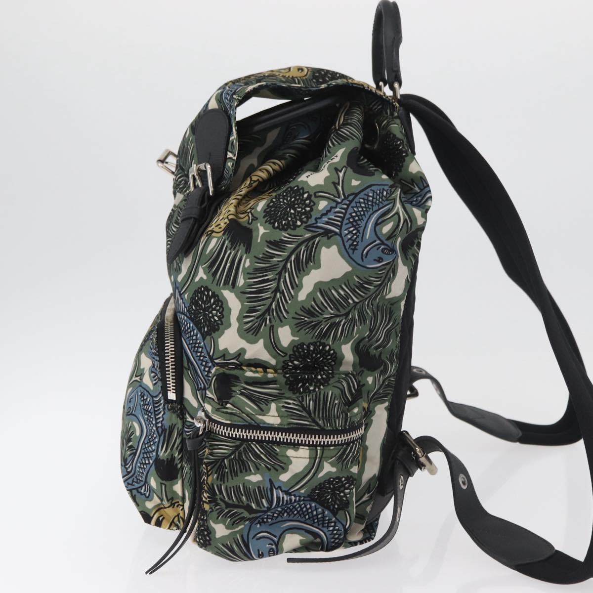 BURBERRY Backpack Nylon Green Silver Auth 181165A