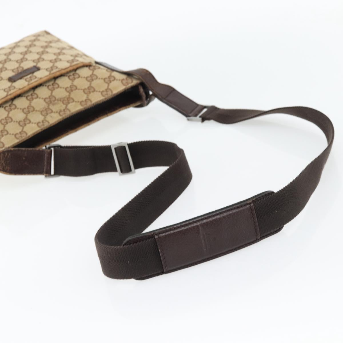 GUCCI GG Canvas Shoulder Bag Beige Silver 122793 Auth 181168