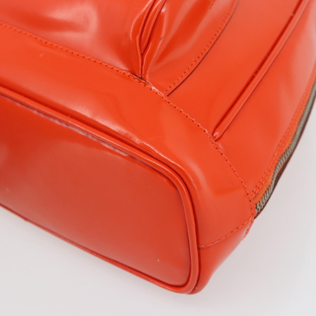 GUCCI Bamboo Shoulder Bag Patent leather Orange Silver Auth 181171