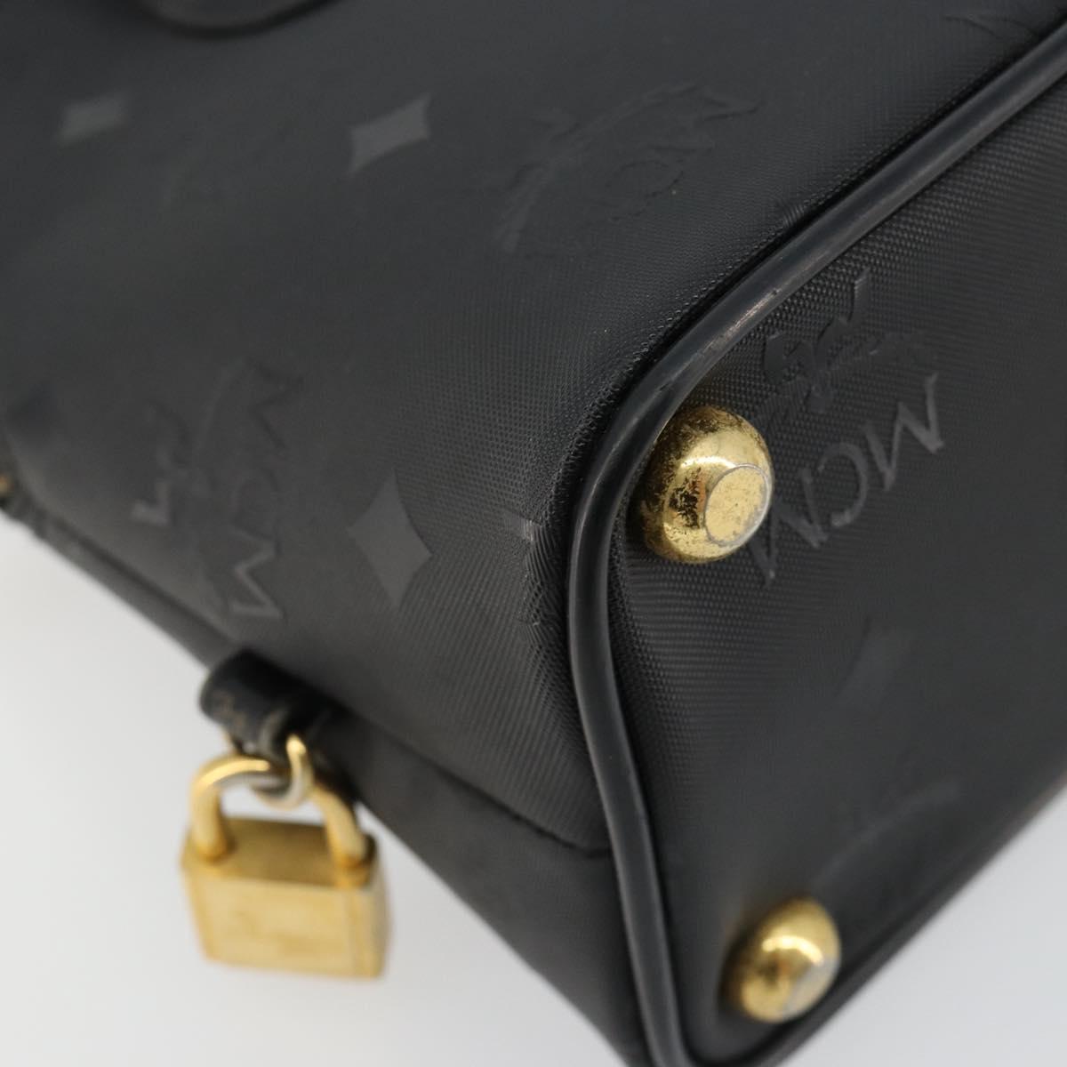 MCM Logogram Vicetos Hand Bag PVC 2way Black Gold Auth 181172