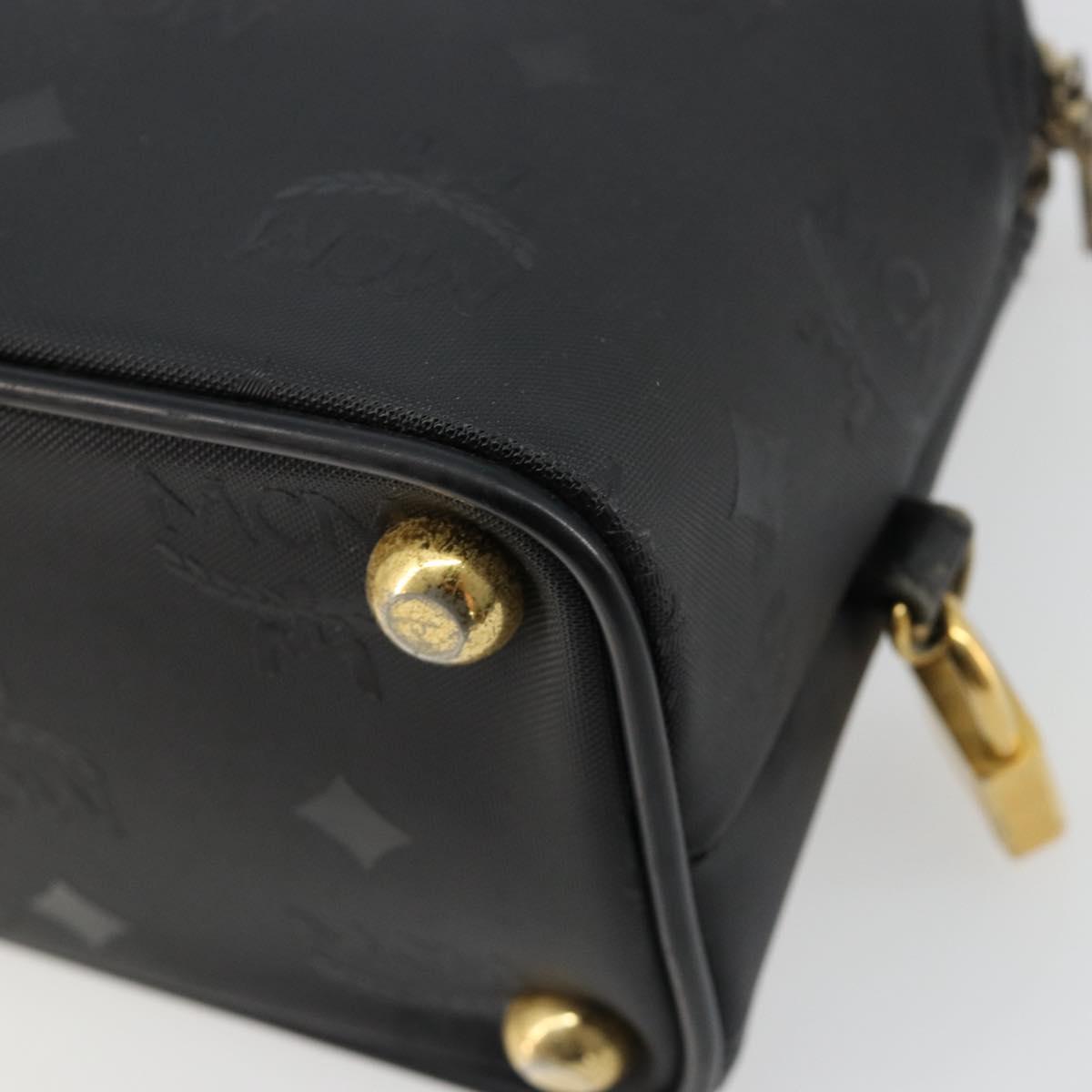 MCM Logogram Vicetos Hand Bag PVC 2way Black Gold Auth 181172