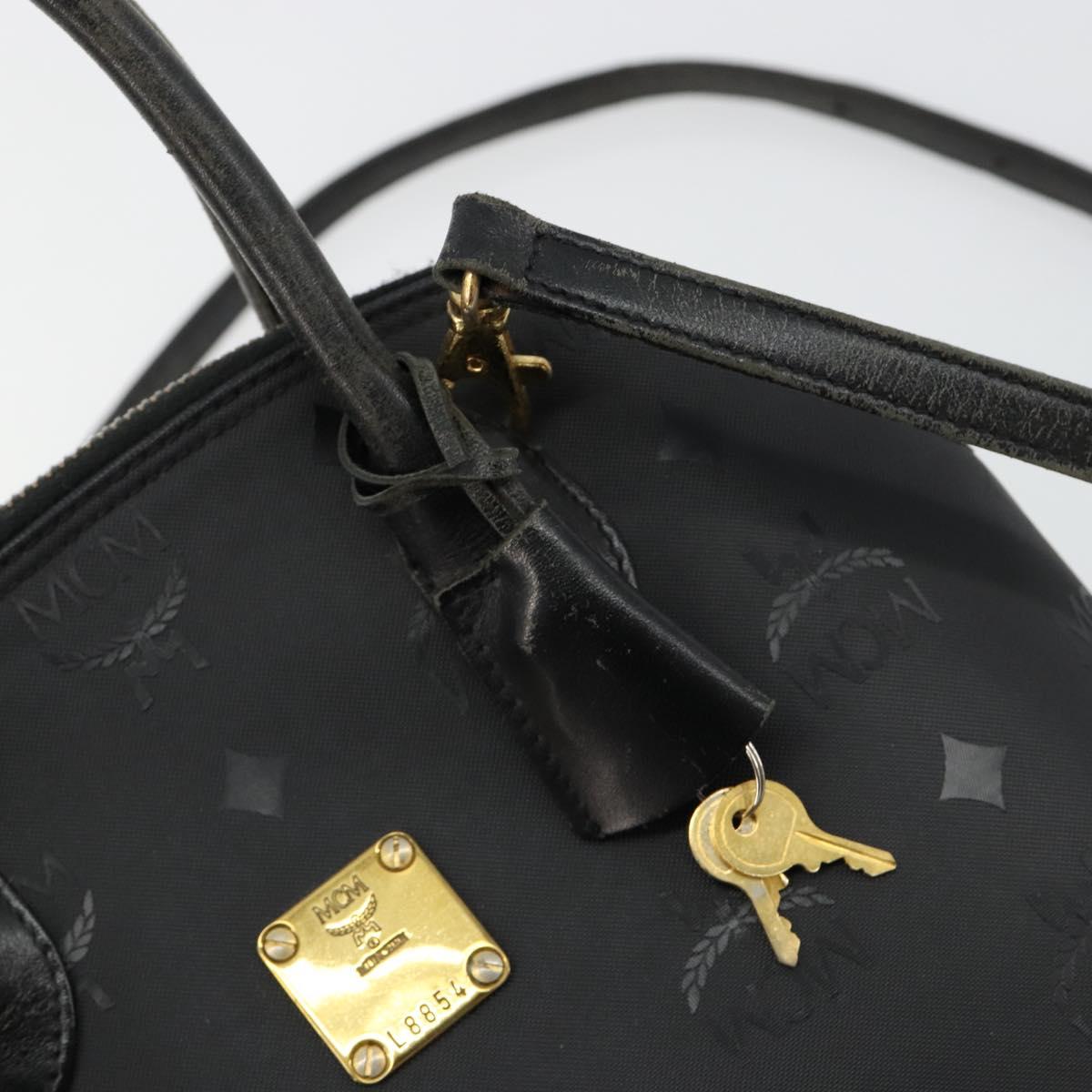 MCM Logogram Vicetos Hand Bag PVC 2way Black Gold Auth 181172