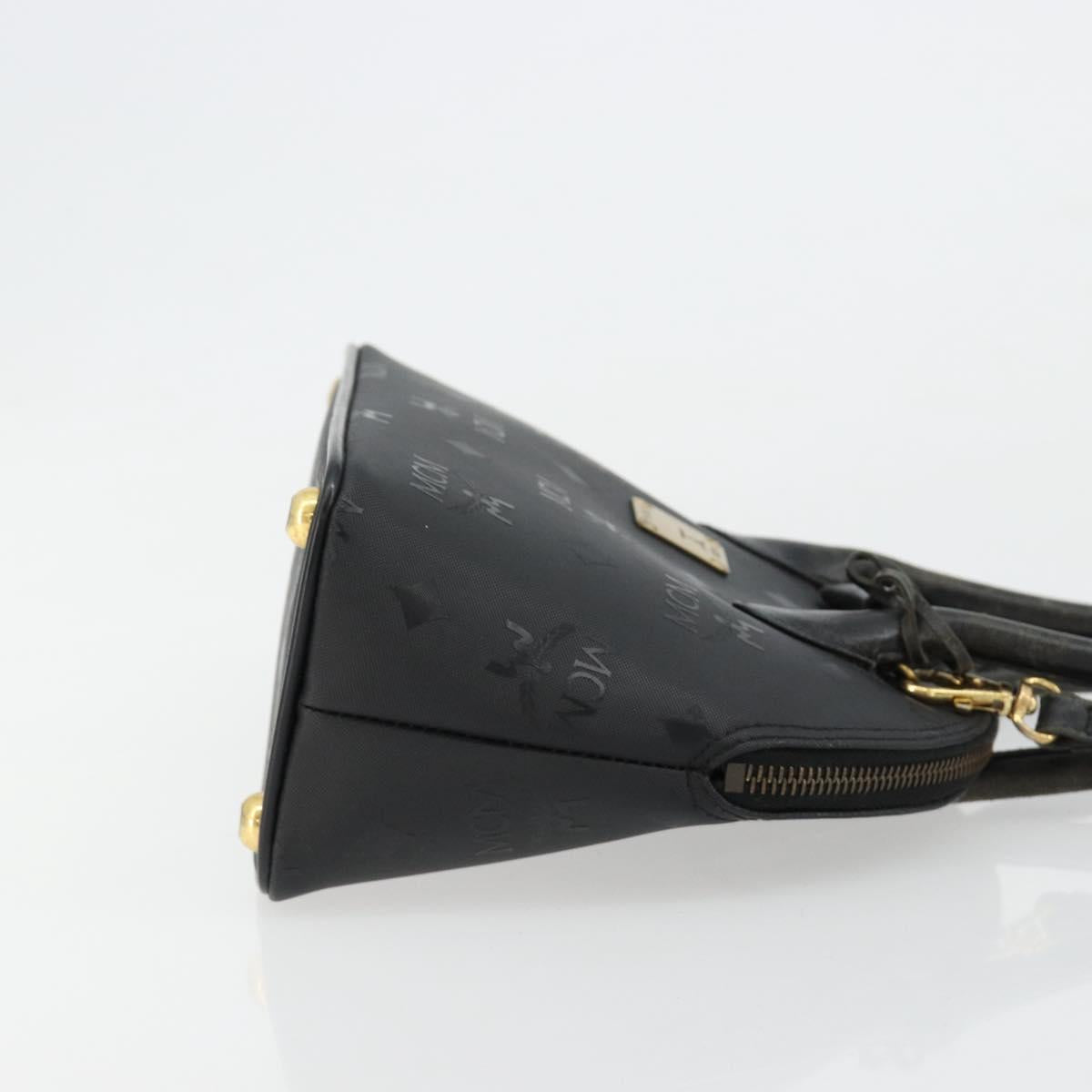 MCM Logogram Vicetos Hand Bag PVC 2way Black Gold Auth 181172