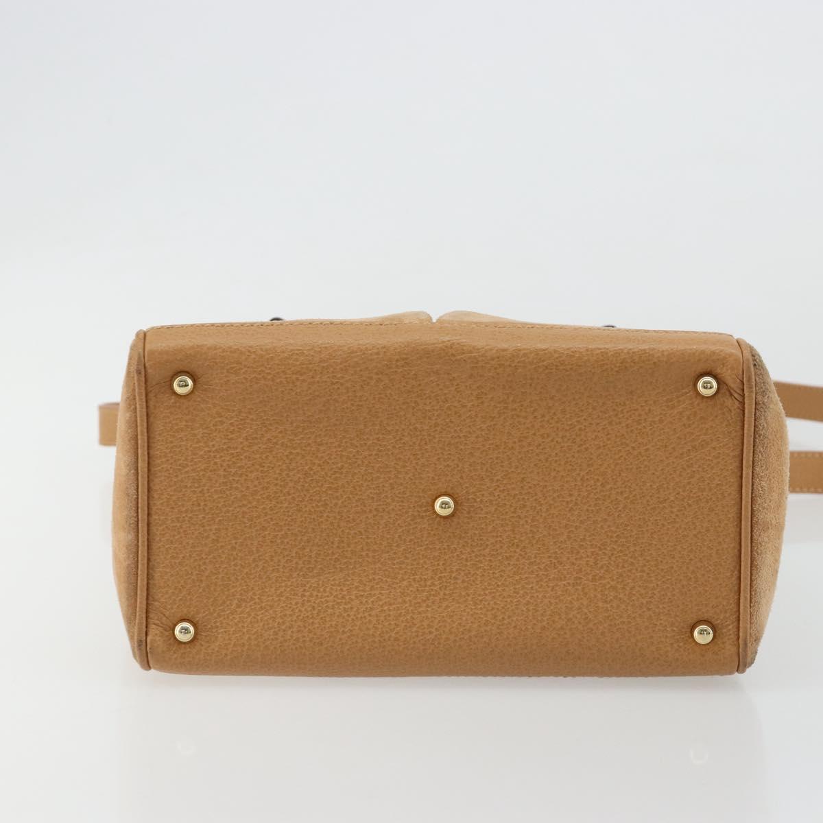 GUCCI Bamboo Hand Bag Suede 2way Beige Gold 000 1364 0316 Auth 181173