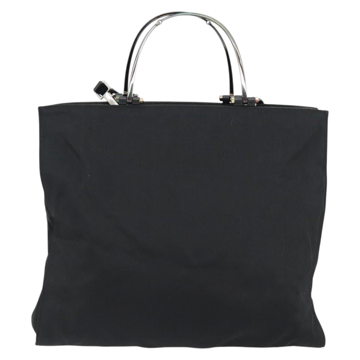 GUCCI Hand Bag Nylon 2way Black Silver 002 1028 3754 Auth 181176