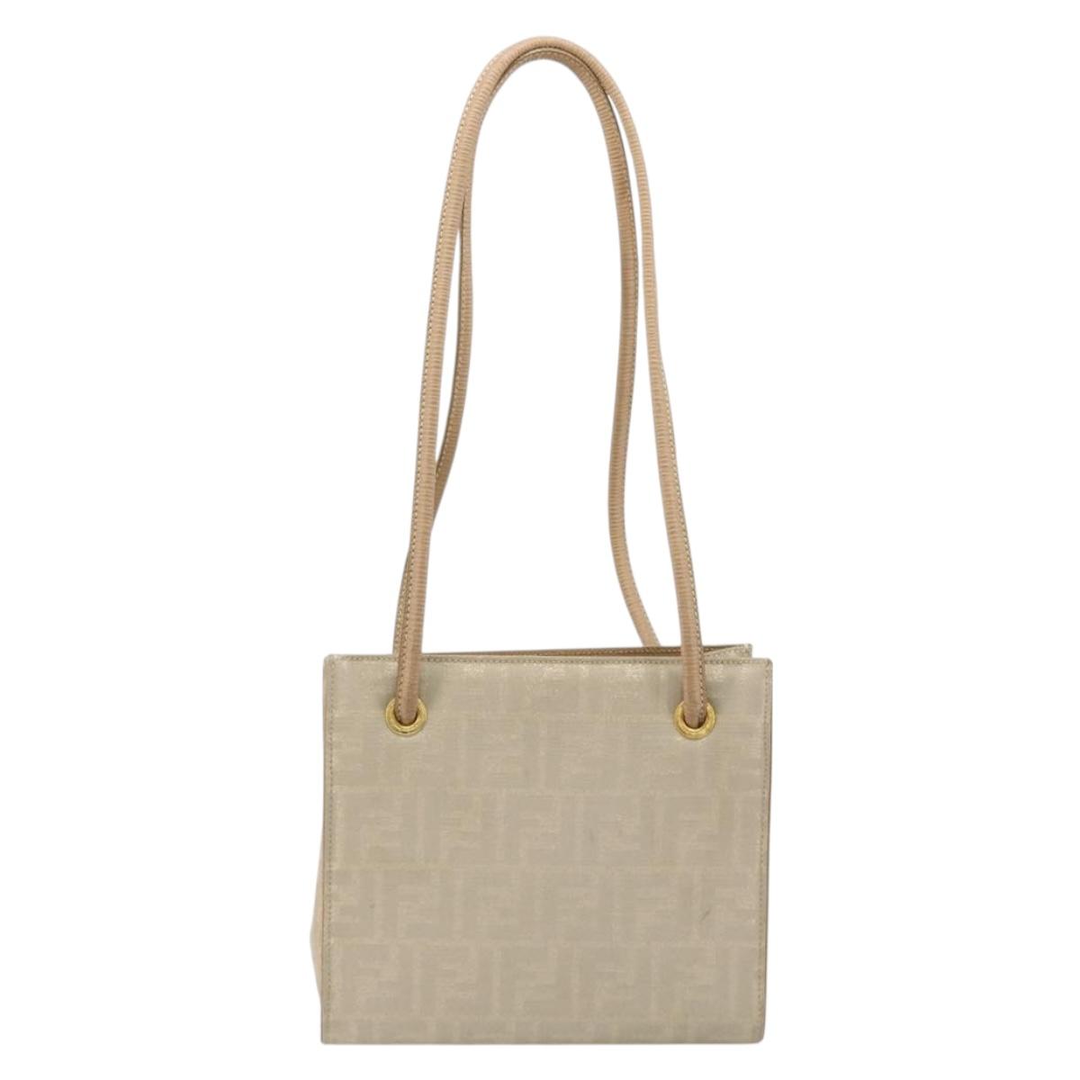 FENDI Zucca Canvas Tote Bag Beige Auth 181178