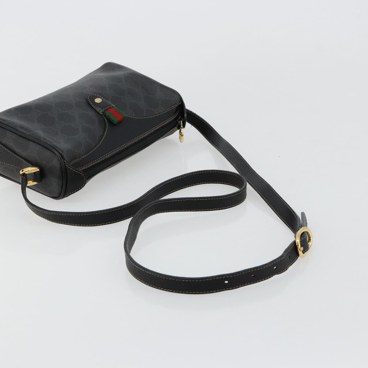 GUCCI GG Supreme Web Sherry Line Bag PVC Black Red 89 02 018 Auth 181179
