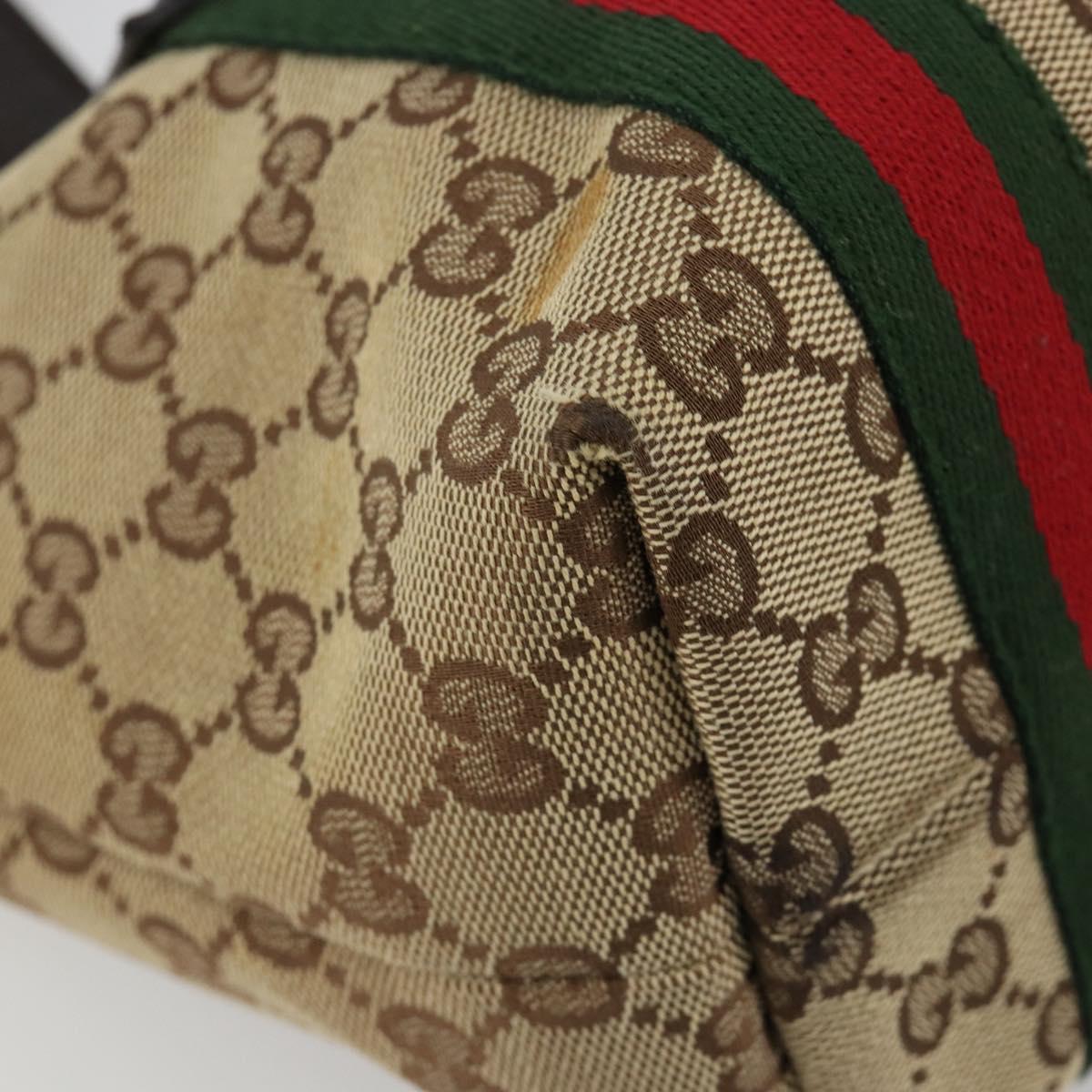 GUCCI GG Canvas Web Sherry Line Hand Bag Beige Gold Red 139261 Auth 181181