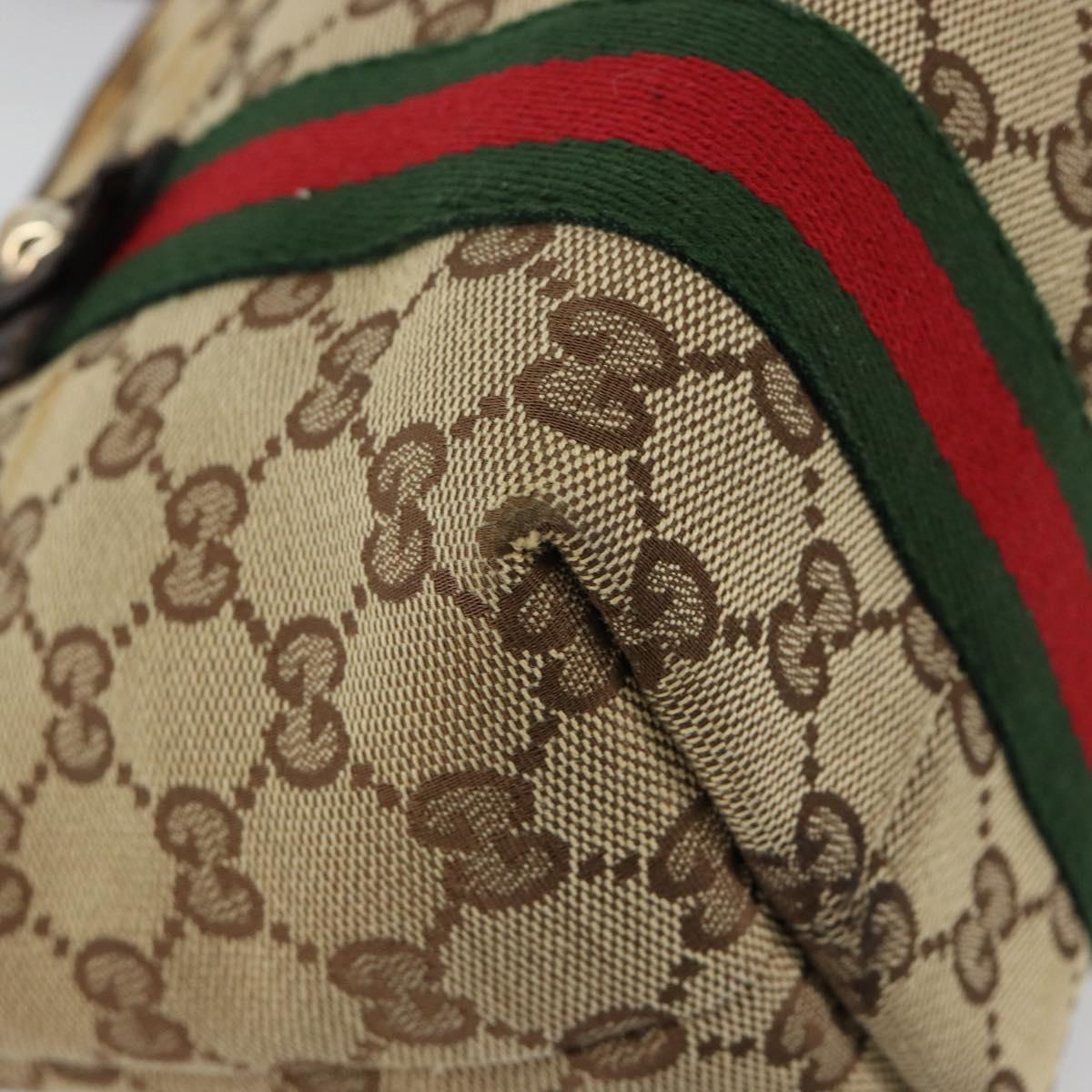 GUCCI GG Canvas Web Sherry Line Hand Bag Beige Gold Red 139261 Auth 181181
