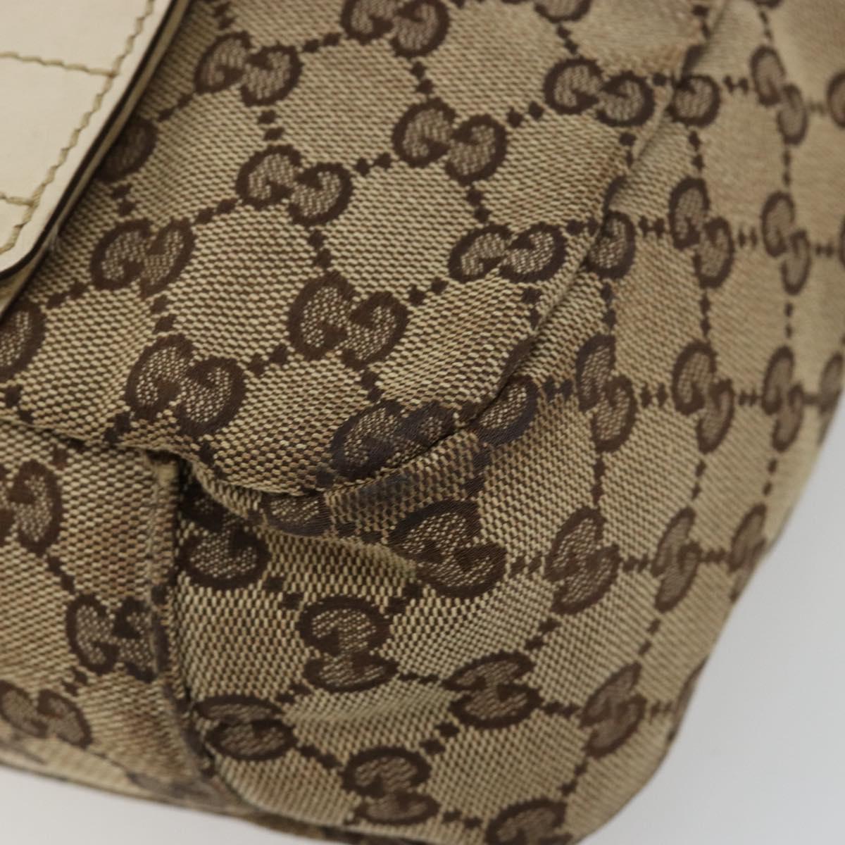 GUCCI GG Canvas Shoulder Bag Beige Silver 145859 Auth 181188