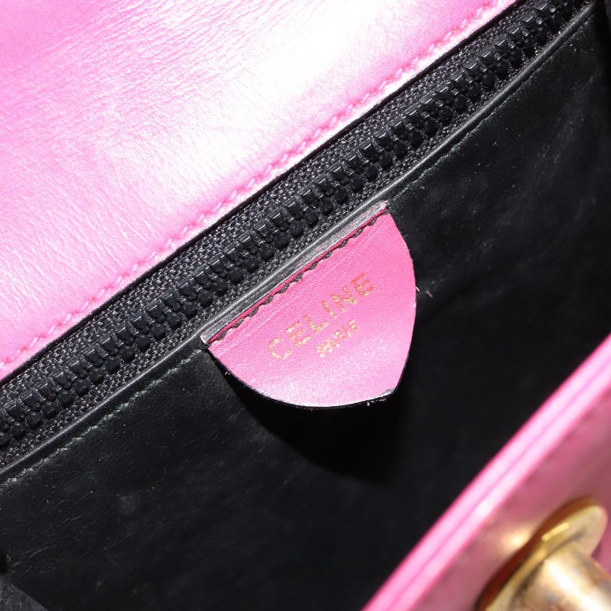 CELINE Hand Bag Leather 2way Pink Gold Auth 181199