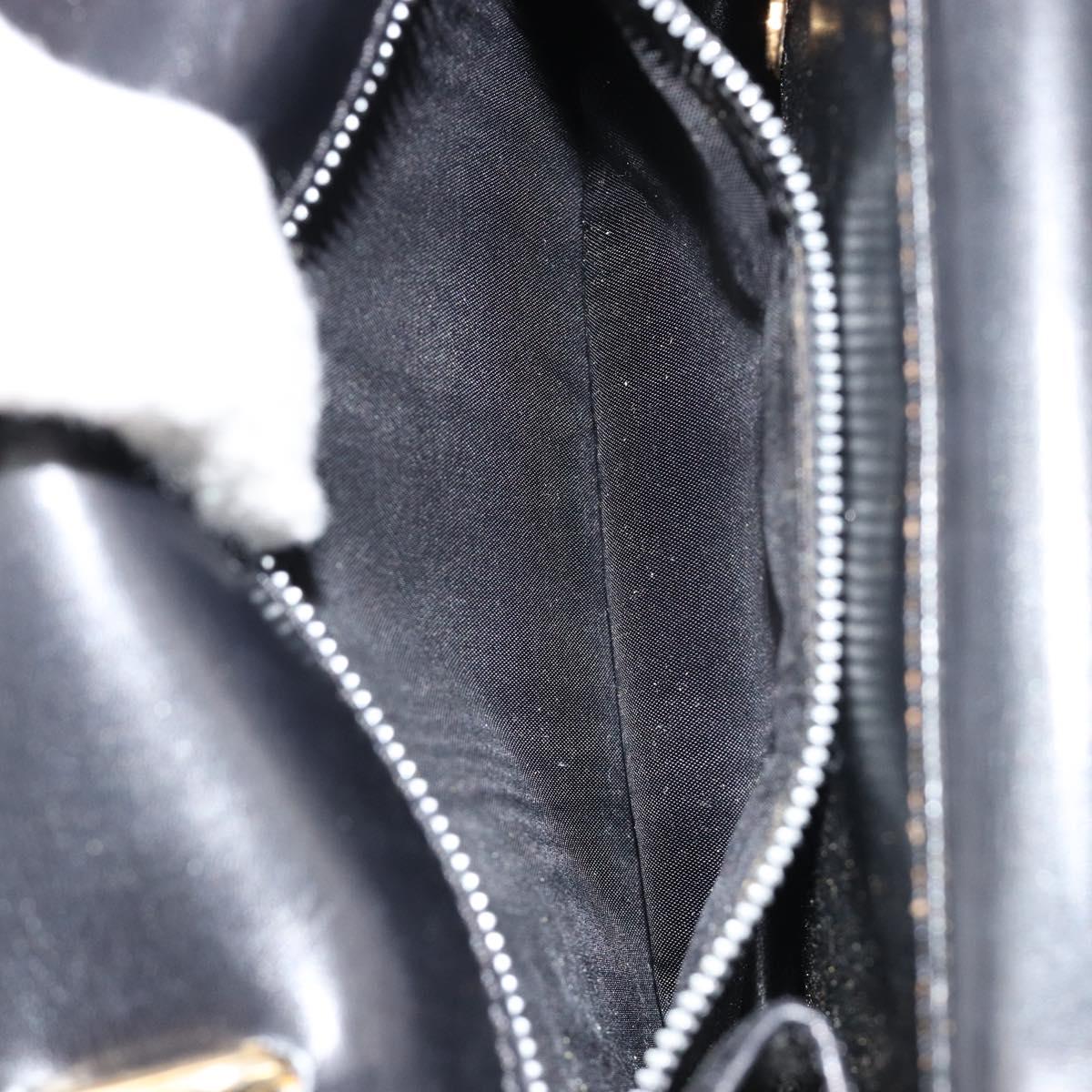 CELINE Hand Bag Leather Gold Black Auth 181200
