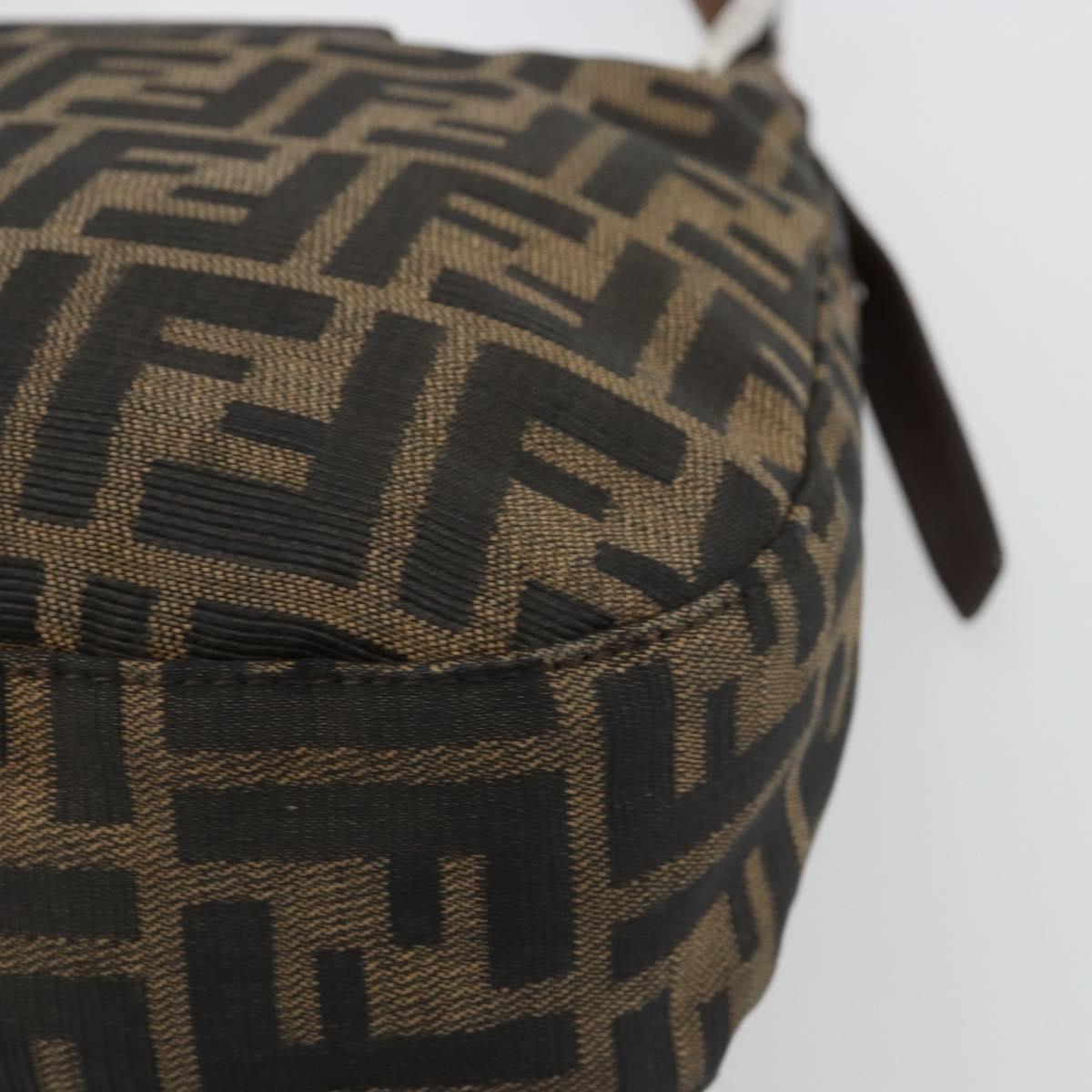 FENDI Zucca Canvas Shoulder Bag Black Brown Auth 181202A