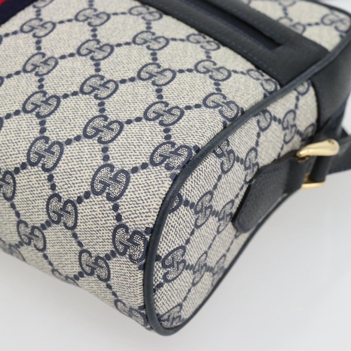 GUCCI GG Supreme Sherry Line Shoulder Bag PVC Navy Gold 72 02 005 Auth 181210
