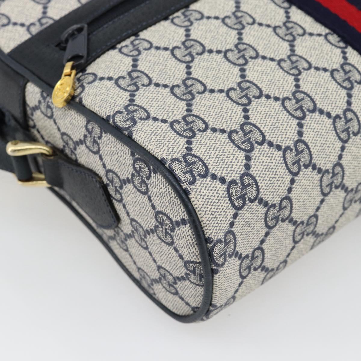 GUCCI GG Supreme Sherry Line Shoulder Bag PVC Navy Gold 72 02 005 Auth 181210