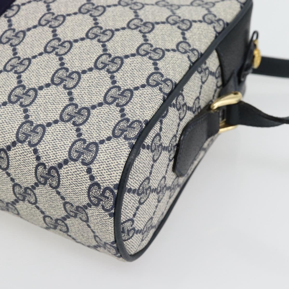 GUCCI GG Supreme Sherry Line Shoulder Bag PVC Navy Gold 72 02 005 Auth 181210