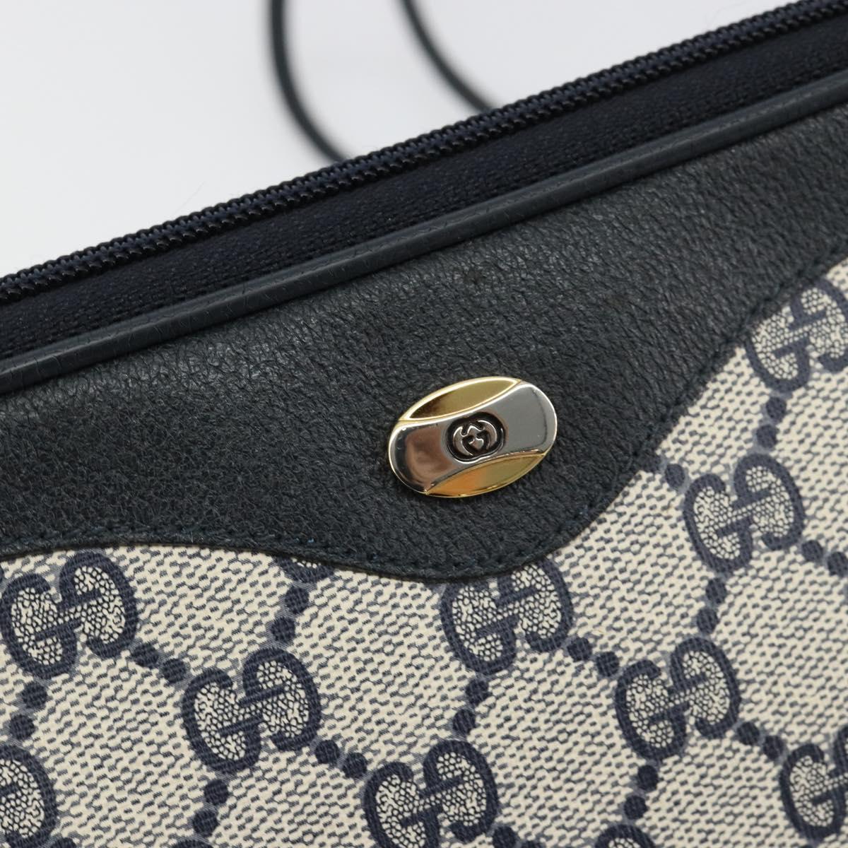 GUCCI GG Supreme Shoulder Bag PVC Navy Gold 97 02 068 Auth 181211