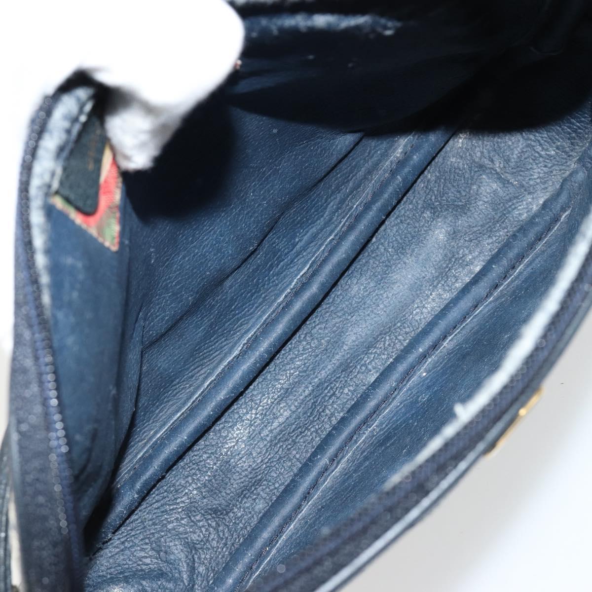 GUCCI GG Supreme Shoulder Bag PVC Navy Gold 97 02 068 Auth 181211