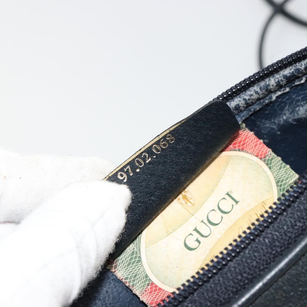 GUCCI GG Supreme Shoulder Bag PVC Navy Gold 97 02 068 Auth 181211