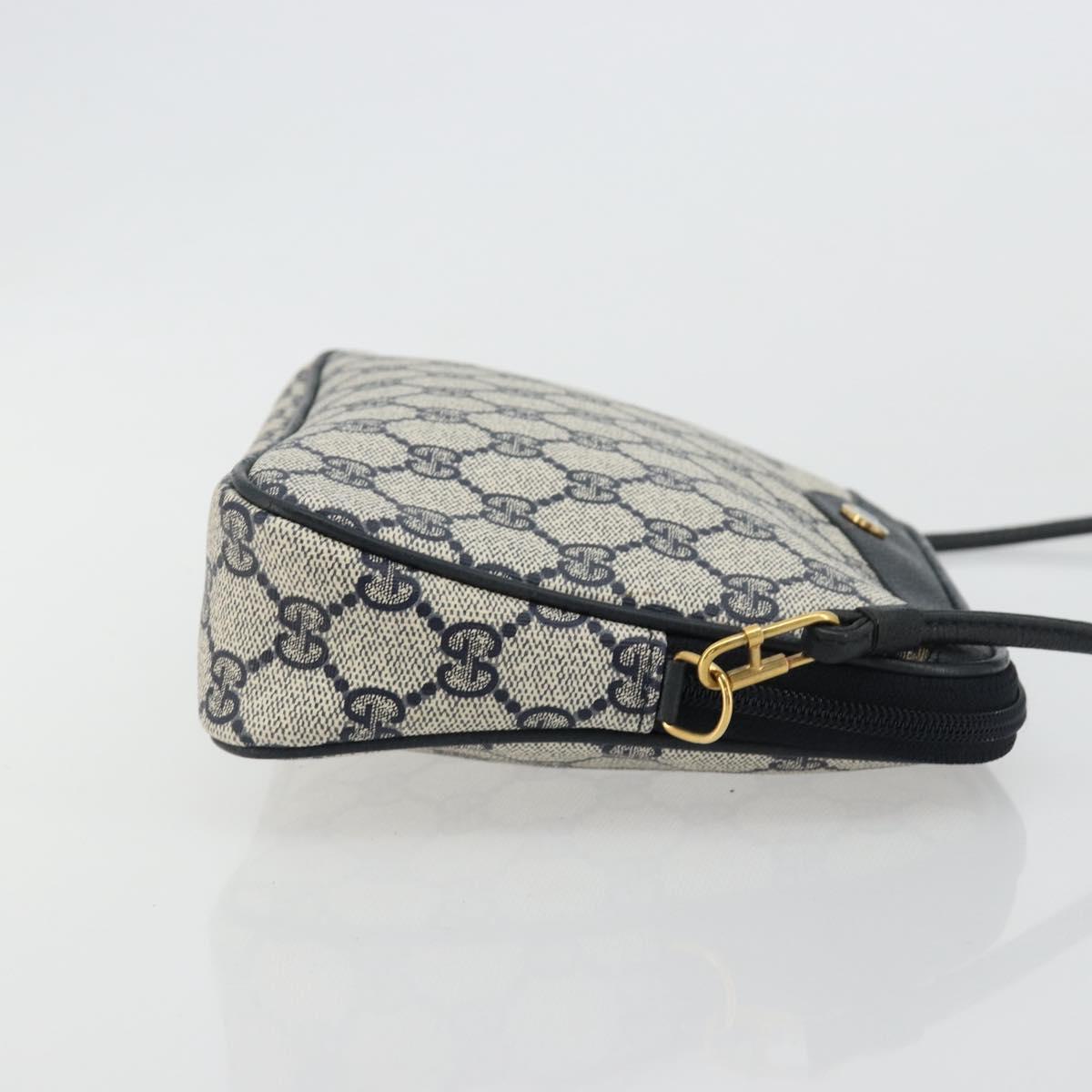 GUCCI GG Supreme Shoulder Bag PVC Navy Gold 97 02 068 Auth 181211