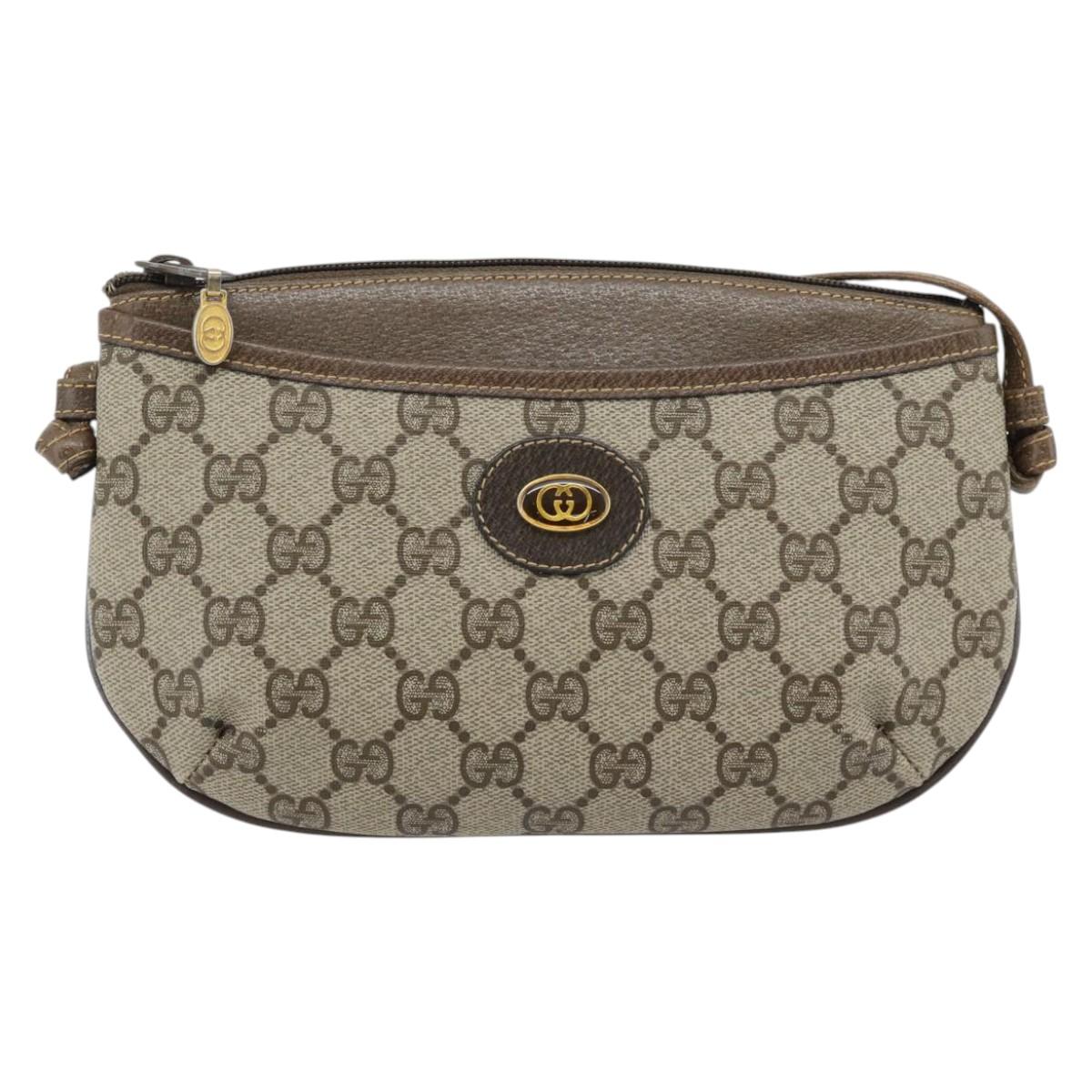 GUCCI GG Supreme Shoulder Bag PVC Beige Gold 904 02 020 Auth 181212