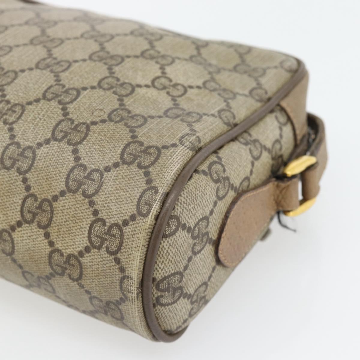 GUCCI GG Supreme Web Sherry Line Shoulder Bag PVC Beige Gold Auth 181213