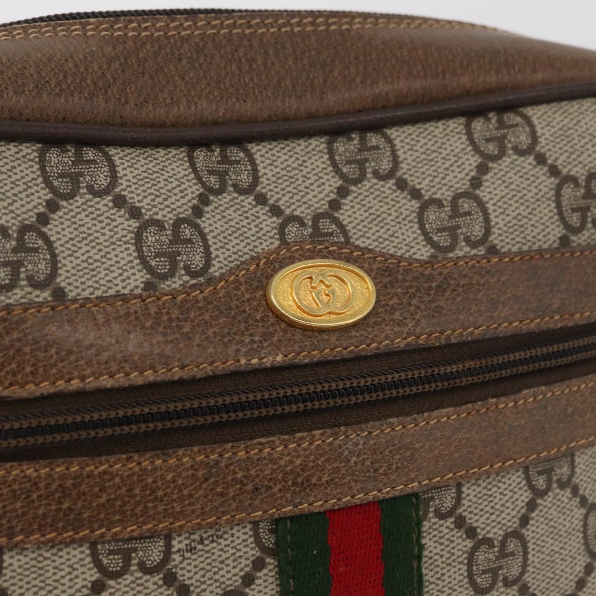GUCCI GG Supreme Web Sherry Line Bag PVC Beige Gold 67 02 004 Auth 181214